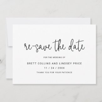 Modern Thin Script Typography Re-Save the Date Announcement