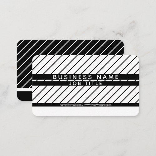 Modern Thin Striped Minimalistic White  Black Business Card