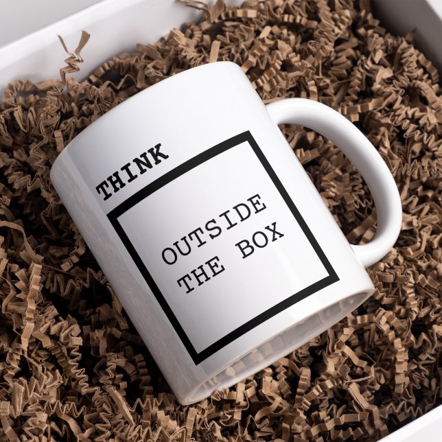 Modern Think Outside The Book Black Quote Mug (Creator Uploaded)