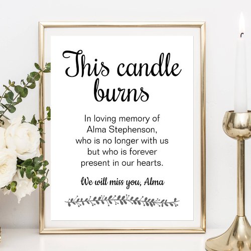 Modern This Candle Burns Memorial Service Poster