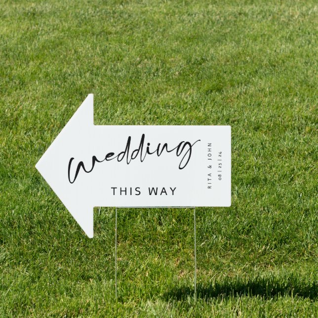 Modern This Way to Wedding Direction Arrow Sign (Insitu)