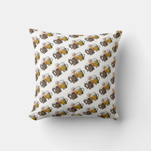 Modern THREE BEERS Throw Pillow