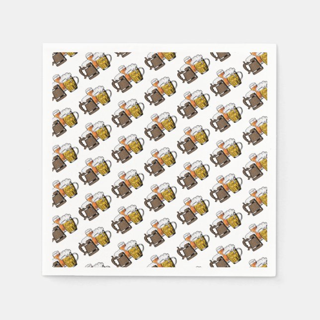 Modern THREE CHEERS BEERS Fun Cartoon Paper Napkins (Front)