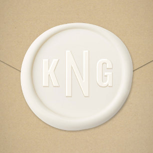 Modern Three Letter Circle Monogram Wax Seal Sticker