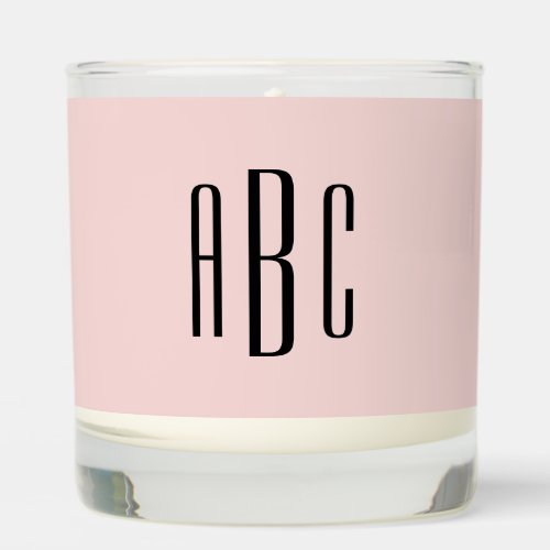 Modern Three Letter Monogram Blush Scented Candle