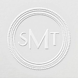Modern Three Letter Monogram Circle Embosser