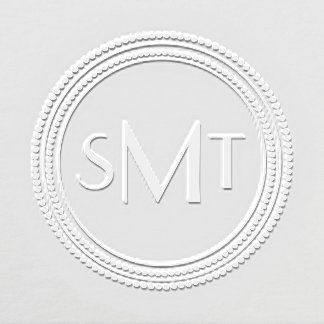Modern Three Letter Monogram Circle Embosser
