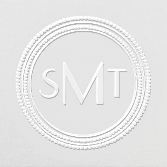 Modern Three Letter Monogram Circle Embosser (Design)