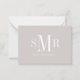 Modern three letter monogram initials name  note card