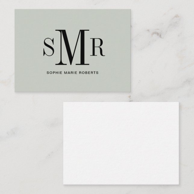 Modern three letter monogram initials name  note card (Front/Back)