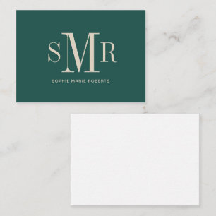 Modern three letter monogram initials name note card