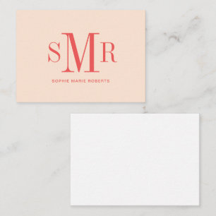 Modern three letter monogram initials name note card