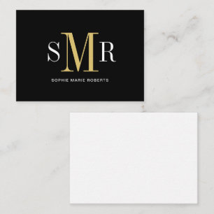 Modern three letter monogram initials name  note card