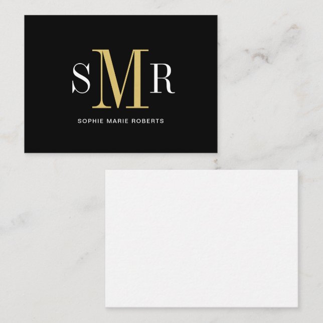 Modern three letter monogram initials name  note card (Front/Back)