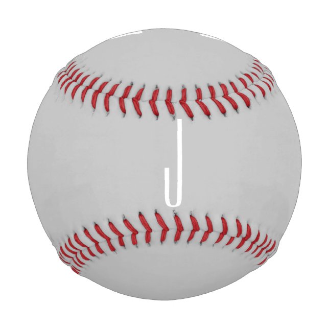 Modern Three Letter Monogram Initials White Grey Baseball (Front)