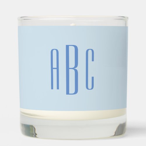 Modern Three Letter Monogram Light Blue Scented Candle
