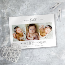 Modern Three Photo Baby Birth Announcement