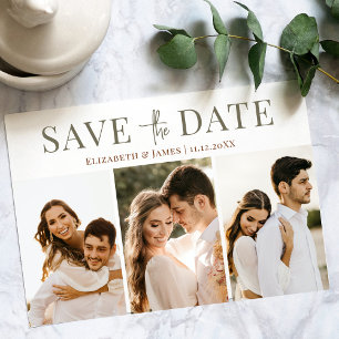 Modern Three Photo Fall Autumn Season Wedding Save The Date