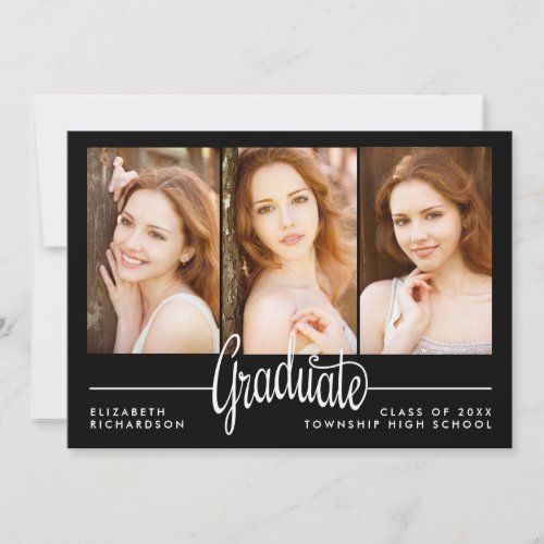 Modern Three Photo Graduation Party Invitation