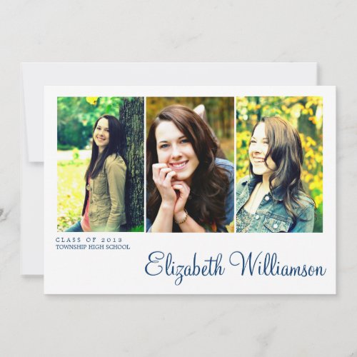 Modern Three Photo Graduation Party Invitation