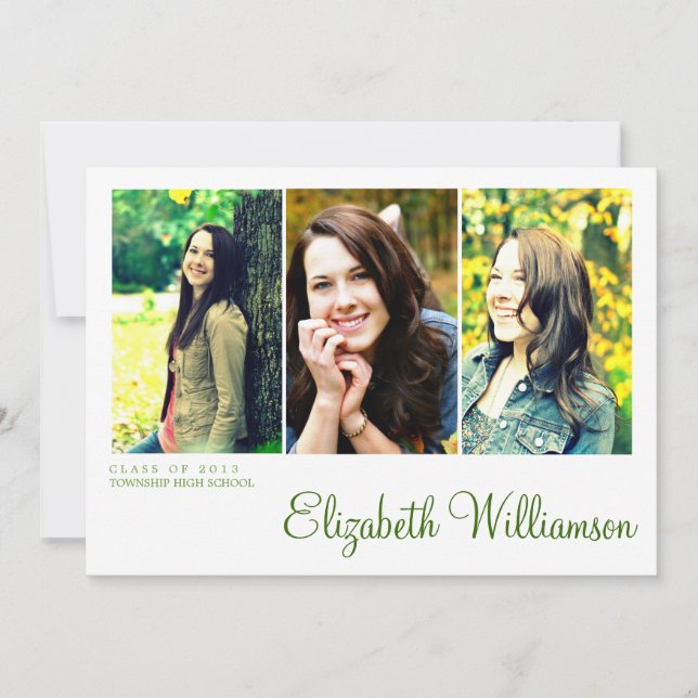 Modern Three Photo Graduation Party Invitation (Front)