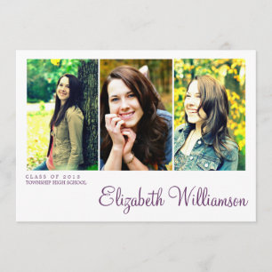 Modern Three Photo Graduation Party Invitation