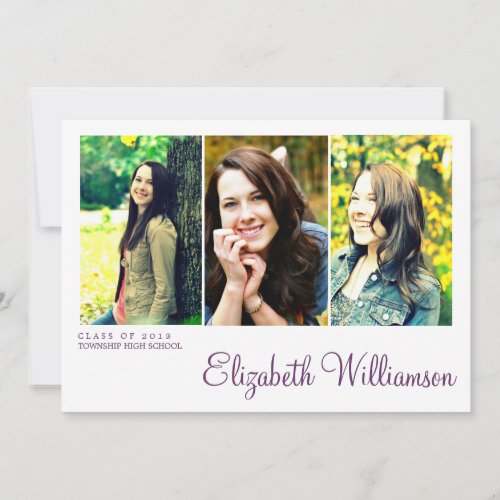 Modern Three Photo Graduation Party Invitation