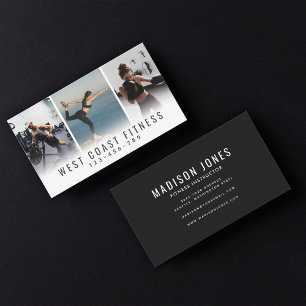 Modern Three Photo Personal Trainer Fitness Business Card