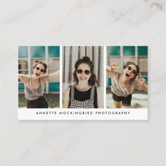 Modern Three Photo Photography Business Business C Business Card