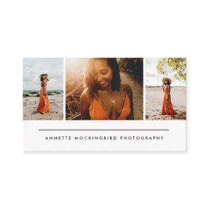 Modern Three Photo Photography Business Card