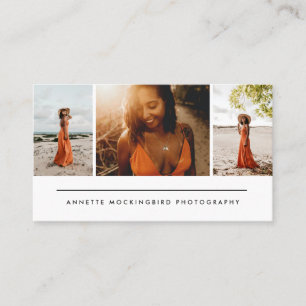 Modern Three Photo Photography Business Card