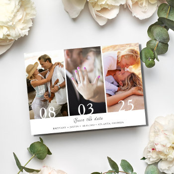 Modern Three Photo Wedding Save The Date by stylelily at Zazzle