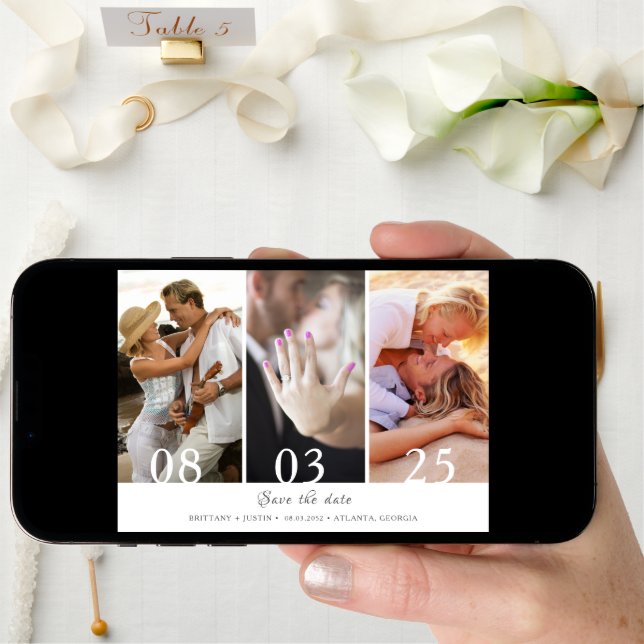Modern Three Photo Wedding Save the Date (Front Digital)