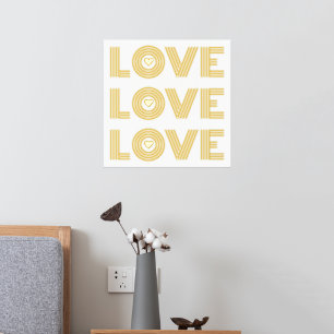 Modern three word "LOVE" word and heart white Foil Prints