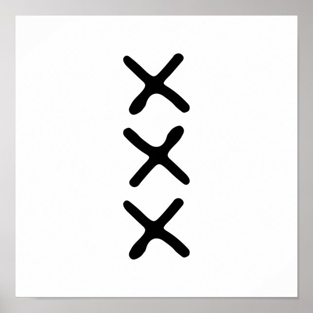 Modern Three X Monochrome Minimalist Nordic Poster (Front)