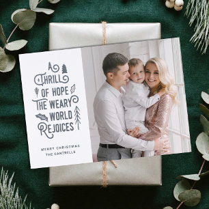 Modern Thrill of Hope Christmas Holiday Photo Letterpress Photo Cards