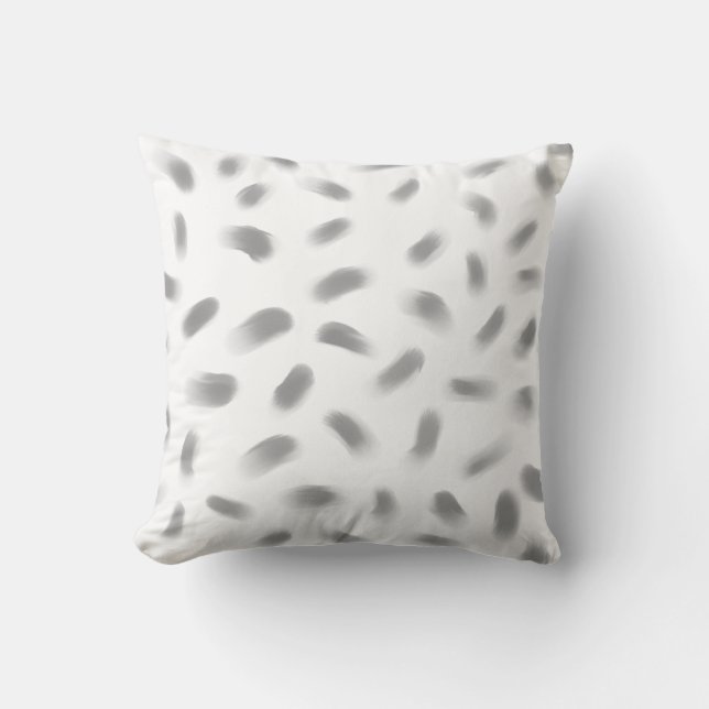 modern throw pillow abstract paint strokes gray (Front)