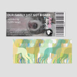 Modern Ticket Style New Puppy Announcement Card