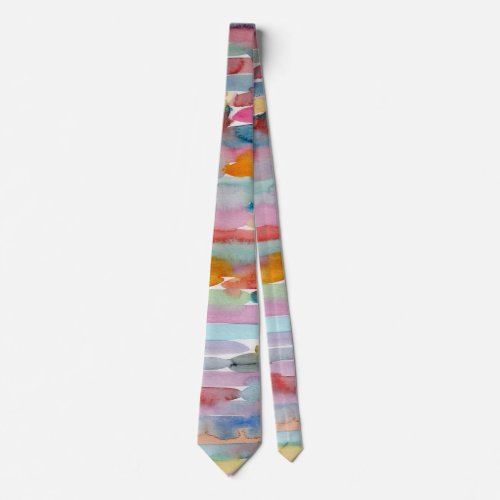 Modern Tie Colorful Abstract Watercolor Neck Tie
