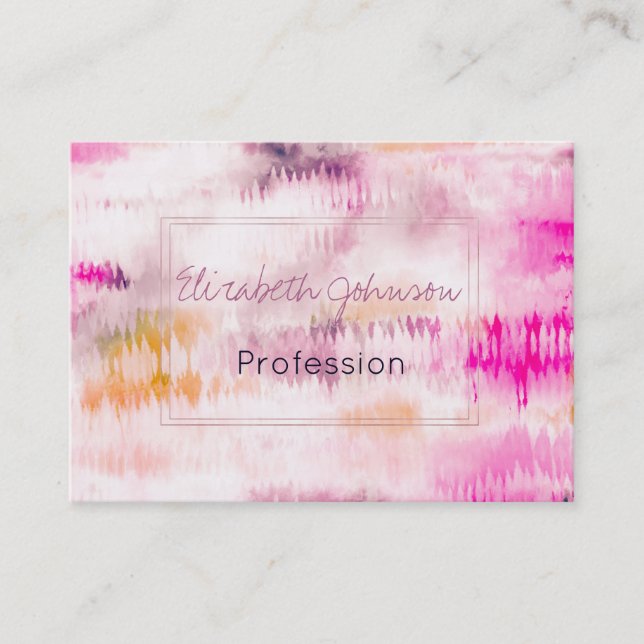 Modern Tie Dye Abstract Pink Business Card (Front)