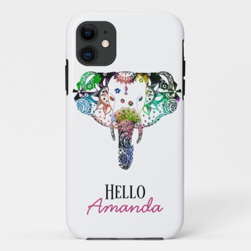 Modern tie_dye line tangle elephant iPhone 11 case