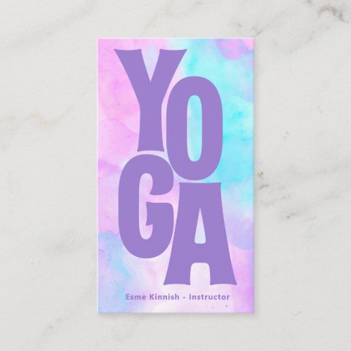 Modern Tie_Dye Watercolor Yoga Studio Instructor Business Card