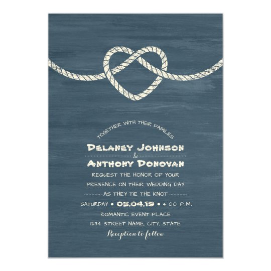 Modern Tie The Knot Unique Beach Nautical Wedding Invitation