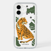 Modern Tiger and Jungle Leaves Art Personalised