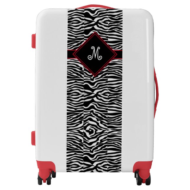 Modern Tiger Black White Stripes Abstract Pattern Luggage (Front)