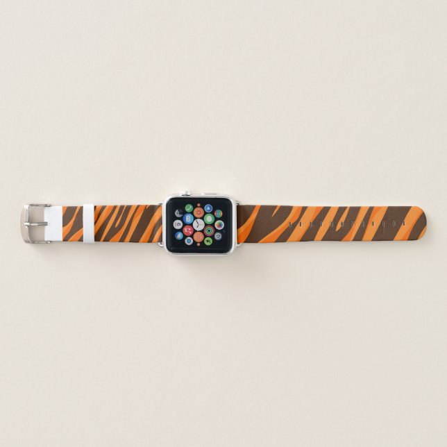  Modern Tiger fur print pattern Apple Watch Band (Front)
