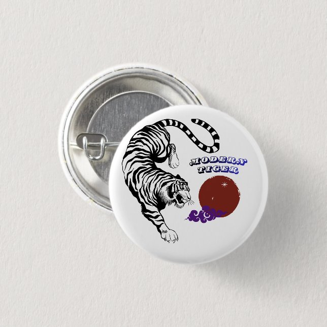 Modern Tiger Graphic Art Button (Front & Back)