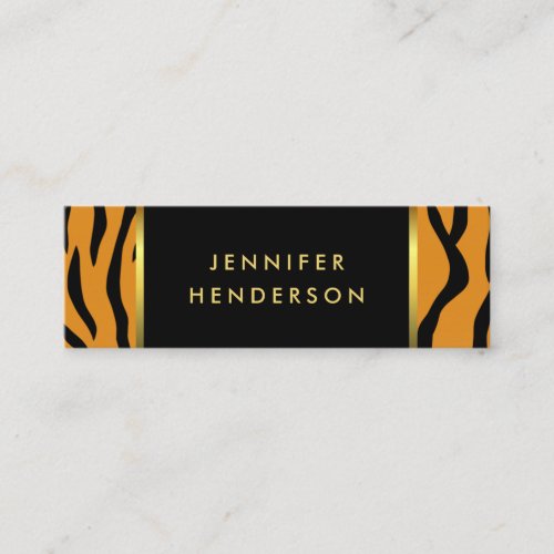 Modern tiger print black gold professional mini business card