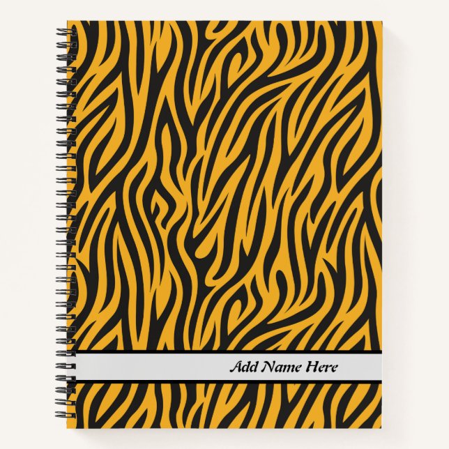 Modern Tiger Print Customizable Name  Notebook (Front)