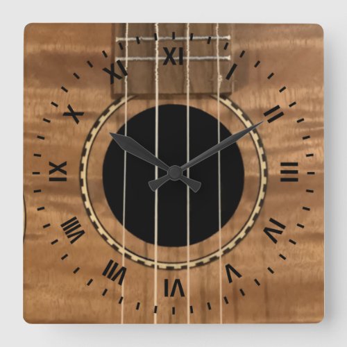 Modern Tiger Stripe Guitar Ukulele Square Wall Clock